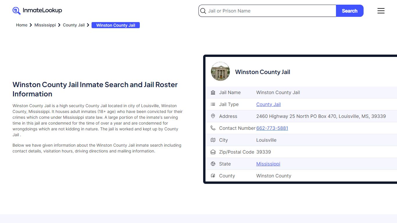 Winston County Jail (MS) Inmate Search Mississippi - Inmate Lookup