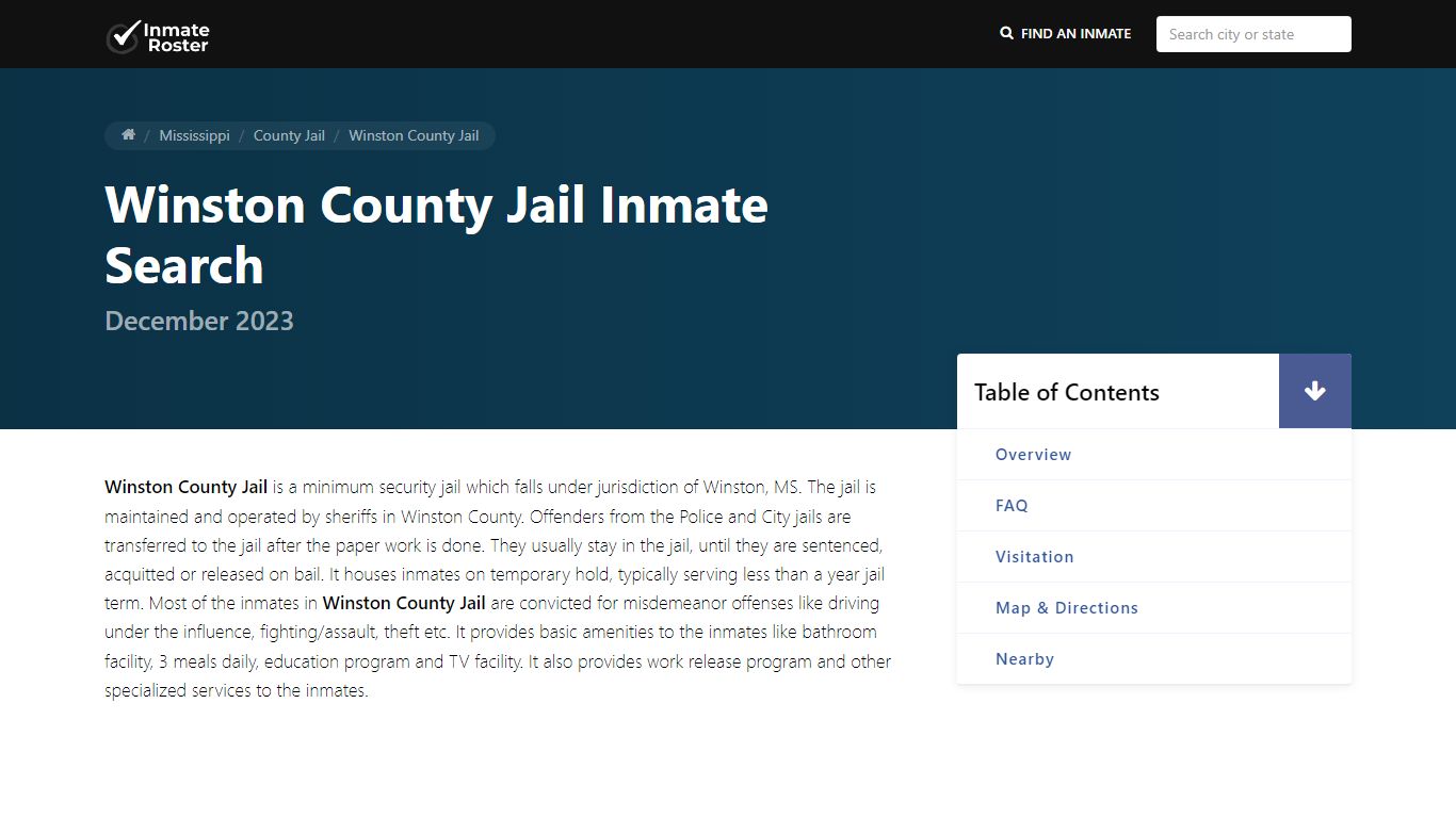 Inmate Search | Winston County Jail - Louisville, MS